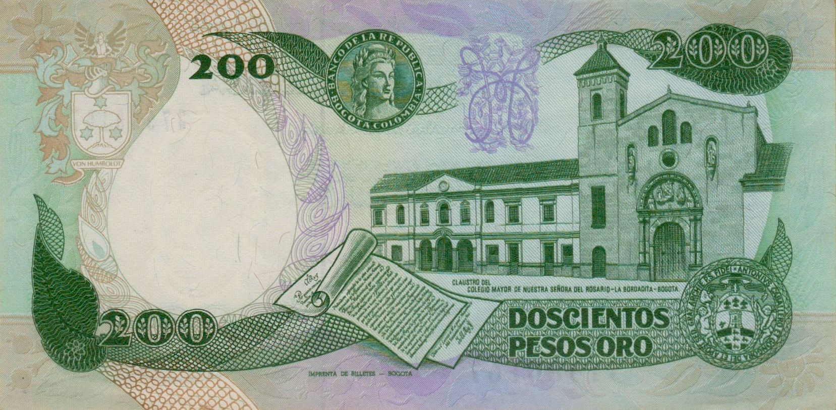 Colombia 200 1989 UNC P-429/d